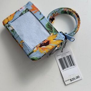 Vera Bradley ReActive, zip ID lanyard in sunflower sky, NWT